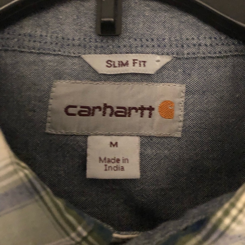 Carhartt Men's Green Plaid Short Sleeve Shirt - Picture 3 of 7